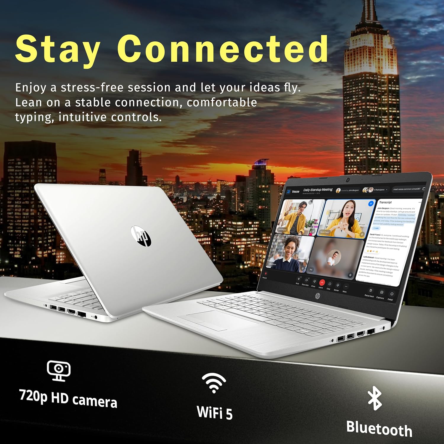 HP Stream 14' HD Lightweight Laptop, Intel Celeron N4120, 16GB RAM, 224GB Storage(64GB eMMC + 160GB Docking Station), Intel UHD Graphics, HD Webcam, 1 Year Office 365, WiFi, Bluetooth, Win 11s, Silver