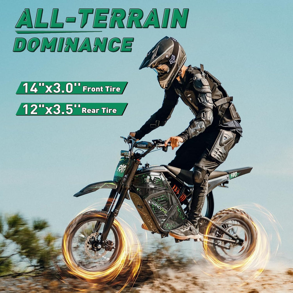 Windone RM7 Electric Dirt Bike for Teens & Adults, 48V 22.5Ah, 37MPH & 45-Mile Electric Motorcycle, 2200W Ebike, 14'/12' Off-Road Tire E-Bike, Dual Hydraulic Brakes, Full Suspension, Fit Age 13+