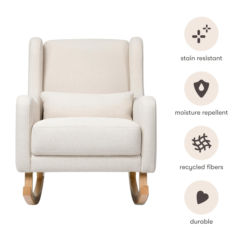 Babyletto Kai Rocker in Performance Natural Eco-Twill with Light Legs, Water Repellent & Stain Resistant, Greenguard Gold and CertiPUR-US Certified