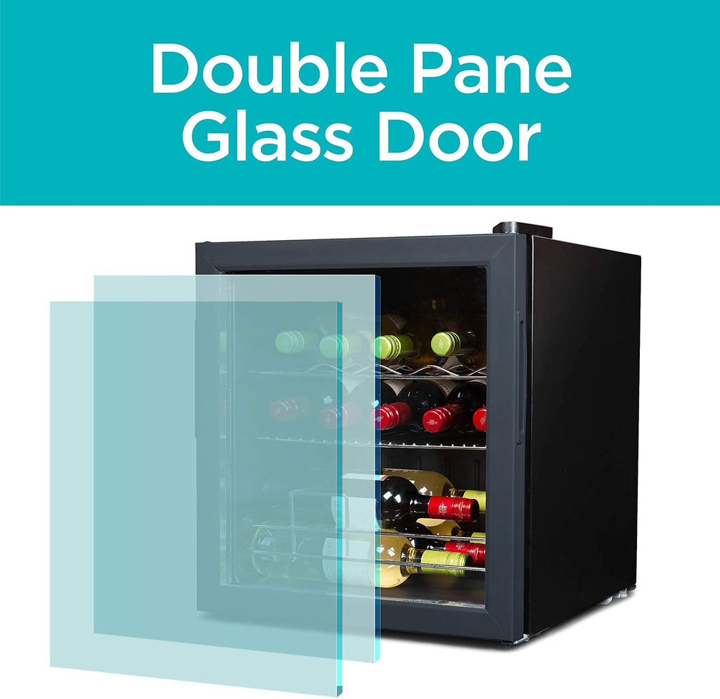 BLACK+DECKER 14 Bottle Wine Fridge with Interior Light and Mechanical Temperature Control, Compressor Cooling Wine Cooler Refrigerator with Wine Rack and Flat Shelf, Wine Bottle Chiller