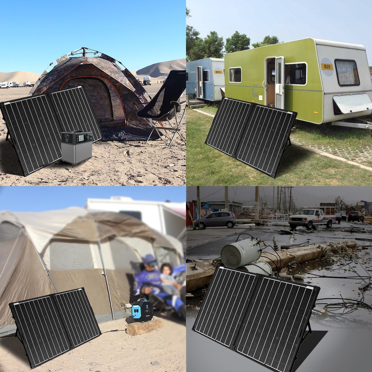 ACOPOWER 400W Mono Portable Foldable Solar Panel - 2pcs 200W, 25% Efficiency, Black, Professional Portable Style - Ideal for RV, Camping, Off Grid