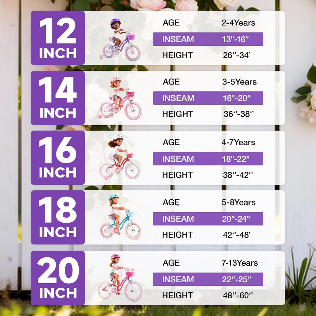 RoyalBaby Stargirl 12 Inch Kids Outdoor Bicycle with Accessory Basket, Bell, Thick Wheels, and Safety Training Wheels for Ages 2-4, Purple