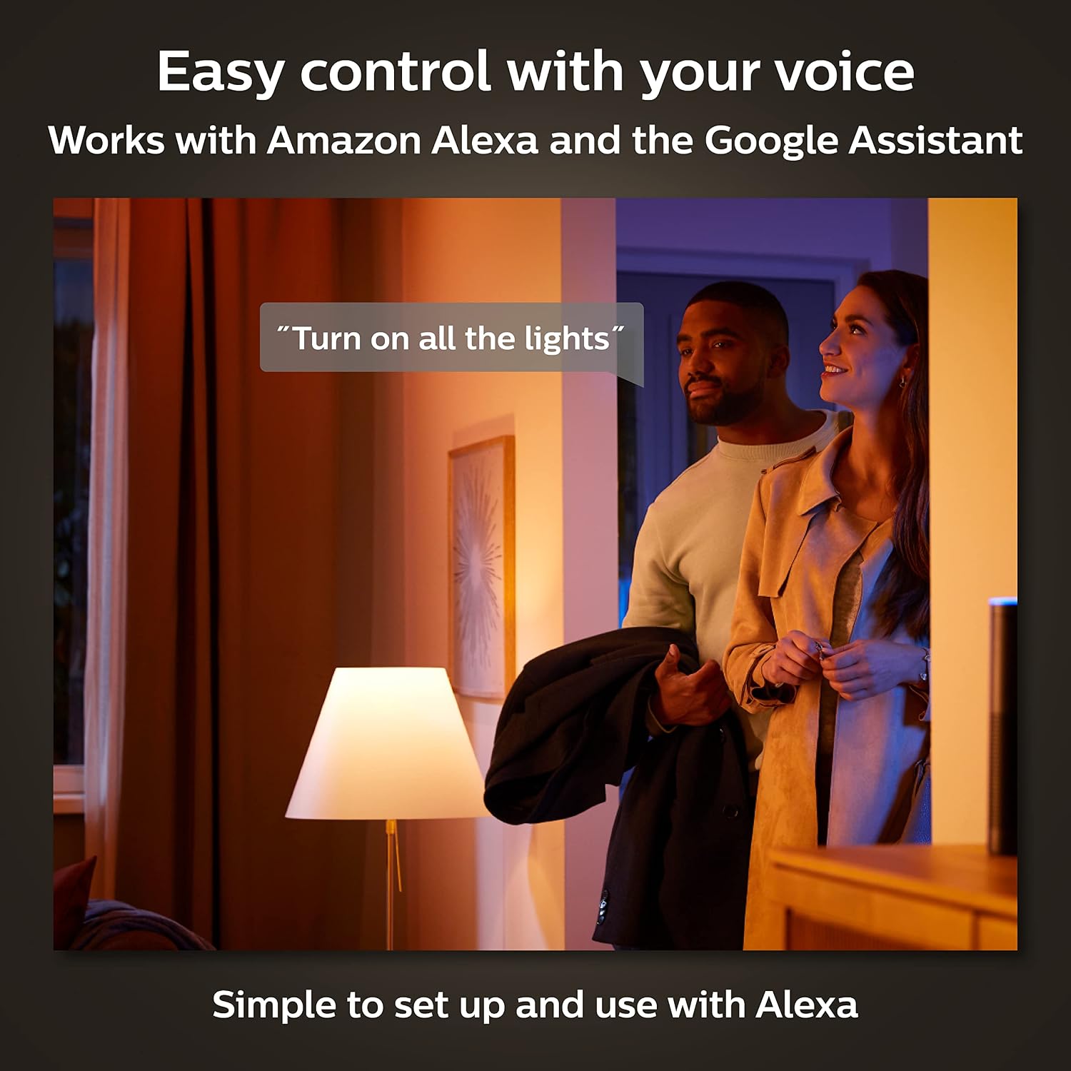 Philips Hue Smart Lighting Bundle: 3-Pack A19 LED Smart Light Bulbs (White and Color Ambiance) with Philips Hue Bridge — Control with Hue App, Compatible with Alexa, Google Assistant, Apple Homekit