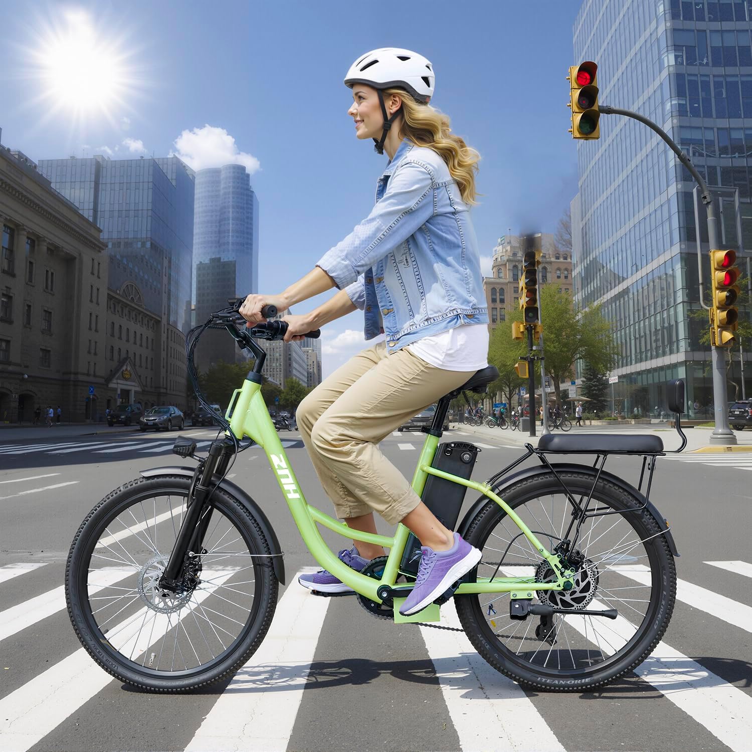 ZNH 24' Electric Bike for Adults with Peak 1000W Motor & 48V 940.8 Wh Removable Battery, Up to 90Miles 23+ MPH Step Thru Electric Bicycle, Commuter E Bikes with 7-Speed, UL 2849 Certified