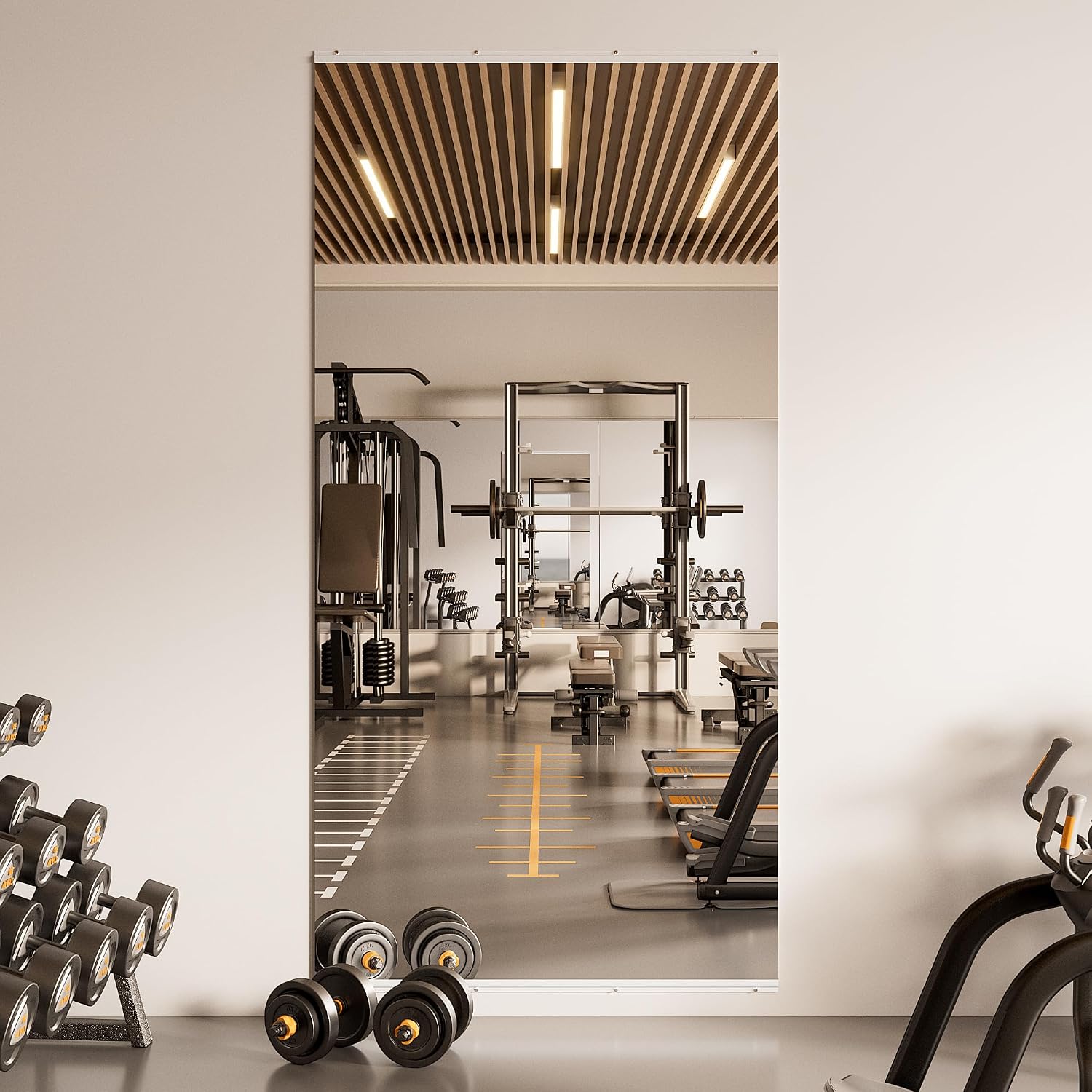 TETOTE Home Gym Mirror 84' x 42' - 1PC Large Tempered Glass Workout Mirrors for Home Gym, Exercise Fitness Wall Mounted Frameless Full Length Mirror for Garage, Dance Studio, Yoga, Living Room
