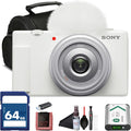 Sony ZV-1 Digital Vlogging Camera White (DCZV1/W) – 20.1 MP 1' Sensor, 24–70 mm ZEISS Lens, 4K HDR Video, Flip Screen w/ 64GB Card, Card Reader, Deluxe Soft Bag, Flex Tripod and More