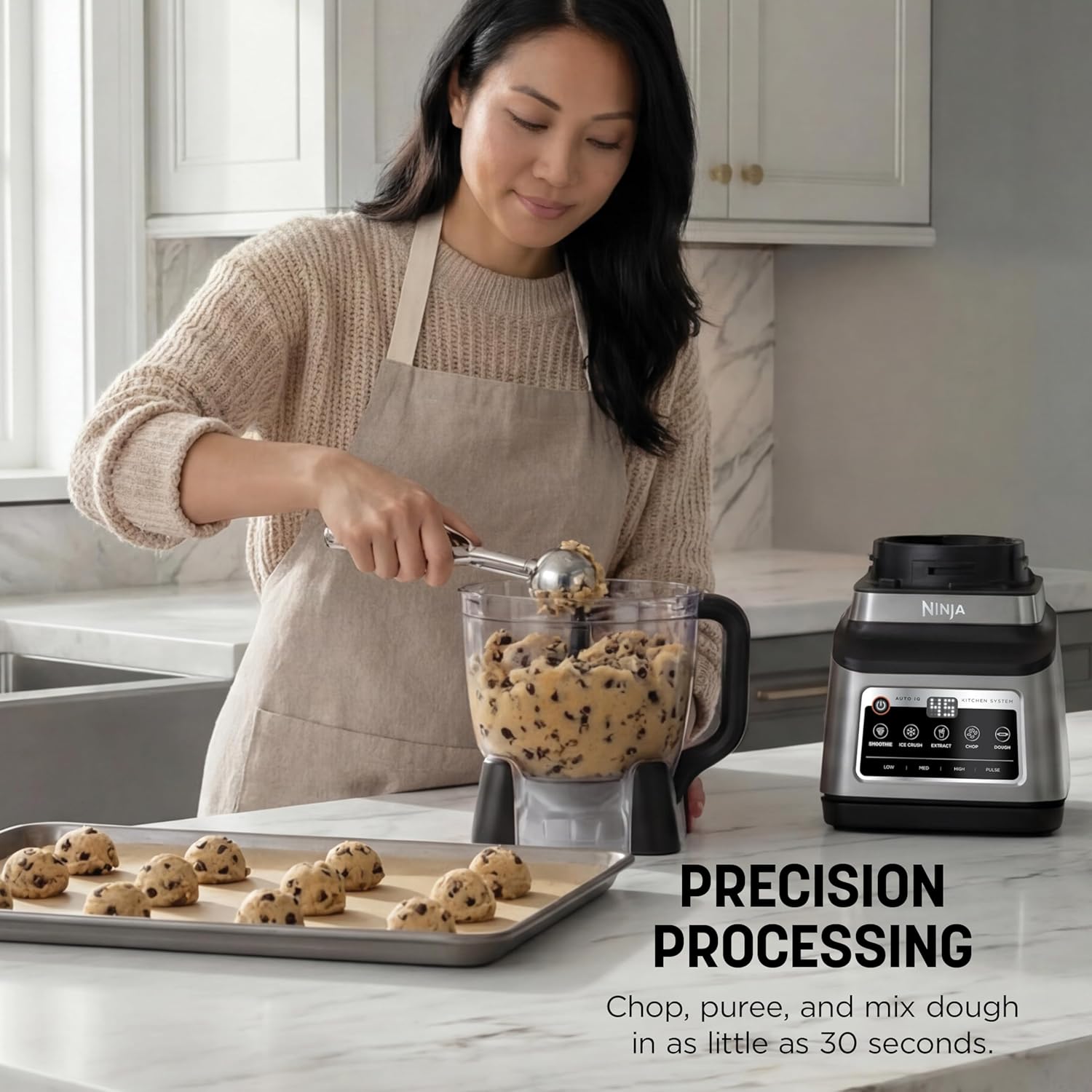 Ninja BN801 Professional Plus Kitchen System, 1400 WP, 5 Functions for Smoothies, Chopping, Dough & More with Auto IQ, 72-oz.* Blender Pitcher, 64-oz. Processor Bowl, (2) 24-oz. To-Go Cups, Grey