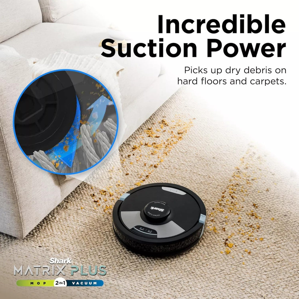 Shark RV2610WA AI Ultra 2in1 Robot Vacuum & Mop with Sonic Mopping, Matrix Clean, Home Mapping, HEPA Bagless Self Empty Base, CleanEdge Technology, for Pet Hair, WiFi, Black/Silver (Renewed)