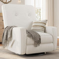 Garvee Nursery Recliner Chair, 360° Swivel Rocking Glider Chair for Adults with Adjustable Backrest & Footrest, Cozy Linen Upholstered Armchair for Living Rooms, Bedrooms, Apartments, Beige