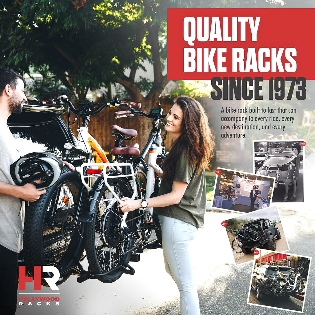 Hollywood Racks Sport Rider 2' Hitch Bike Rack, Carries 2 Bikes up to 80 lbs Each for Standard, Fat Tire and Electric Bicycles - Heavy Duty, Foldable Ebike Rack for Car, Truck, and SUV