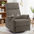 Korser Swivel Rocking Recliner with Massage, Small Glider Chair for Nursery, Modern-Designed Armrests Chair for Adults Living Room, Chenille, Brown