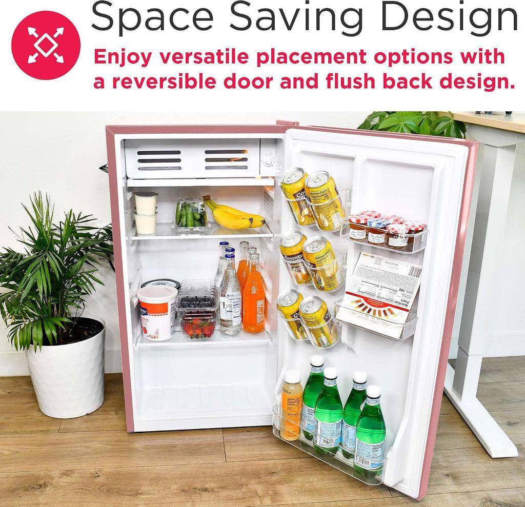 Frigidaire EFR376 Retro Bar Fridge Refrigerator with Side Bottle Opener, 3.2 cu. Ft, Pink/Coral
