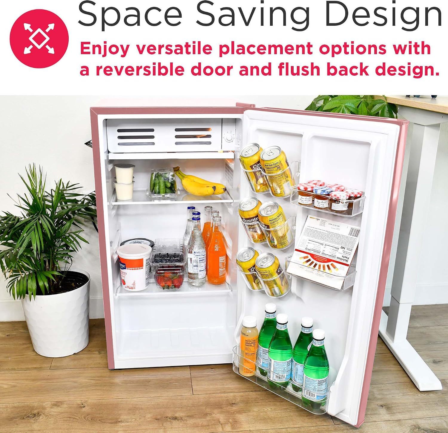 Frigidaire EFR376 Retro Bar Fridge Refrigerator with Side Bottle Opener, 3.2 cu. Ft, Pink/Coral