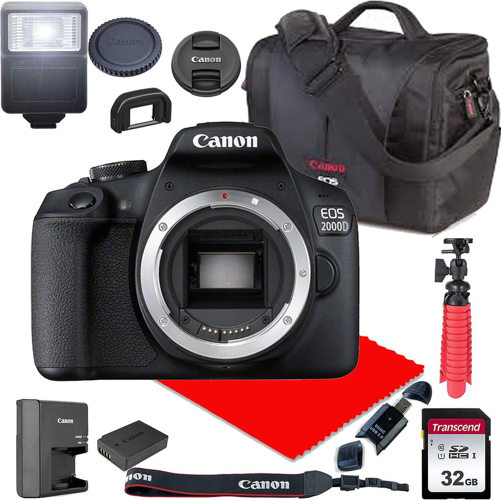 Canon EOS 2000D / Rebel T7 DSLR Camera Body Only (No Lens) + Canon Case + 32GB SD Card (13pc Bundle) (Renewed)