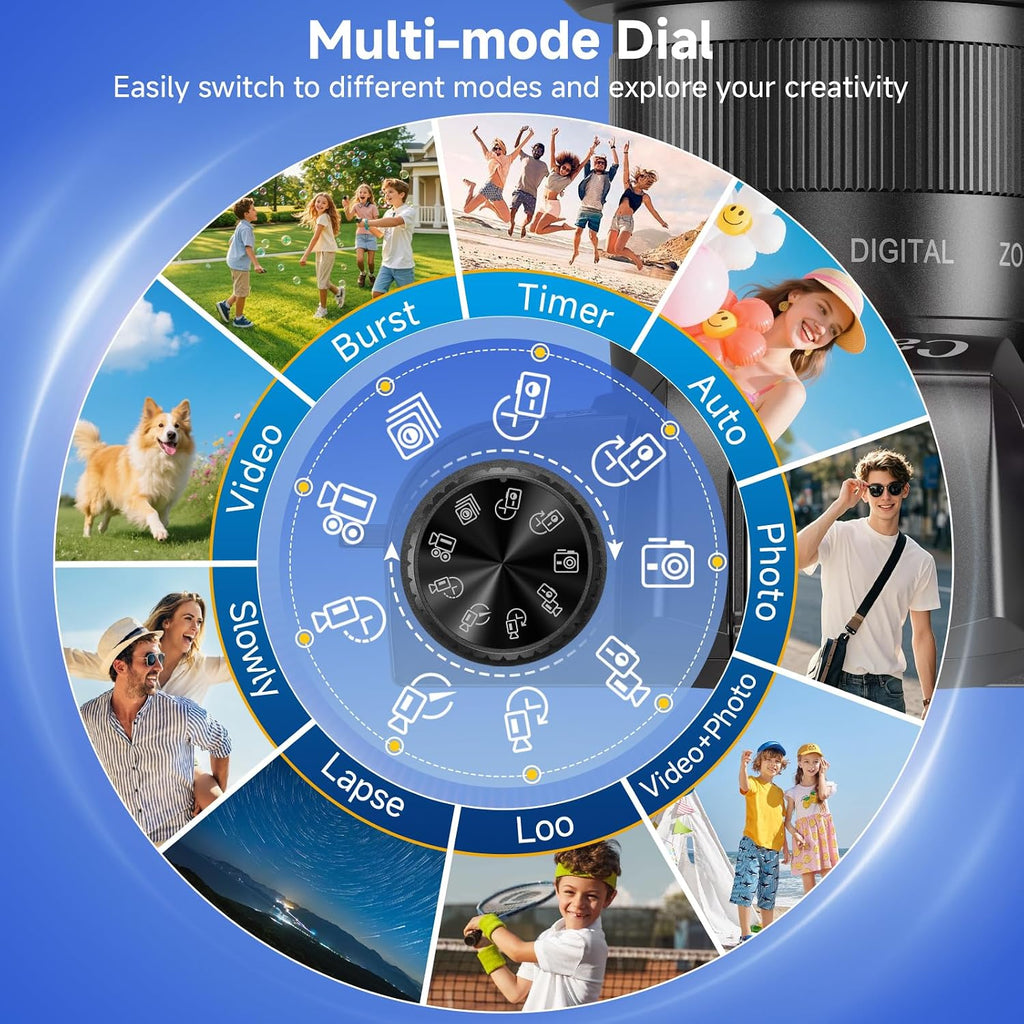 4K Digital Camera for Photography, 64MP Dual Lens Vlogging Camera with 4.0' Touchscreen, Point and Shoot Camera for Beginners Teens, WiFi Digital Camera with 16X Digital Zoom & 64GB SD Card