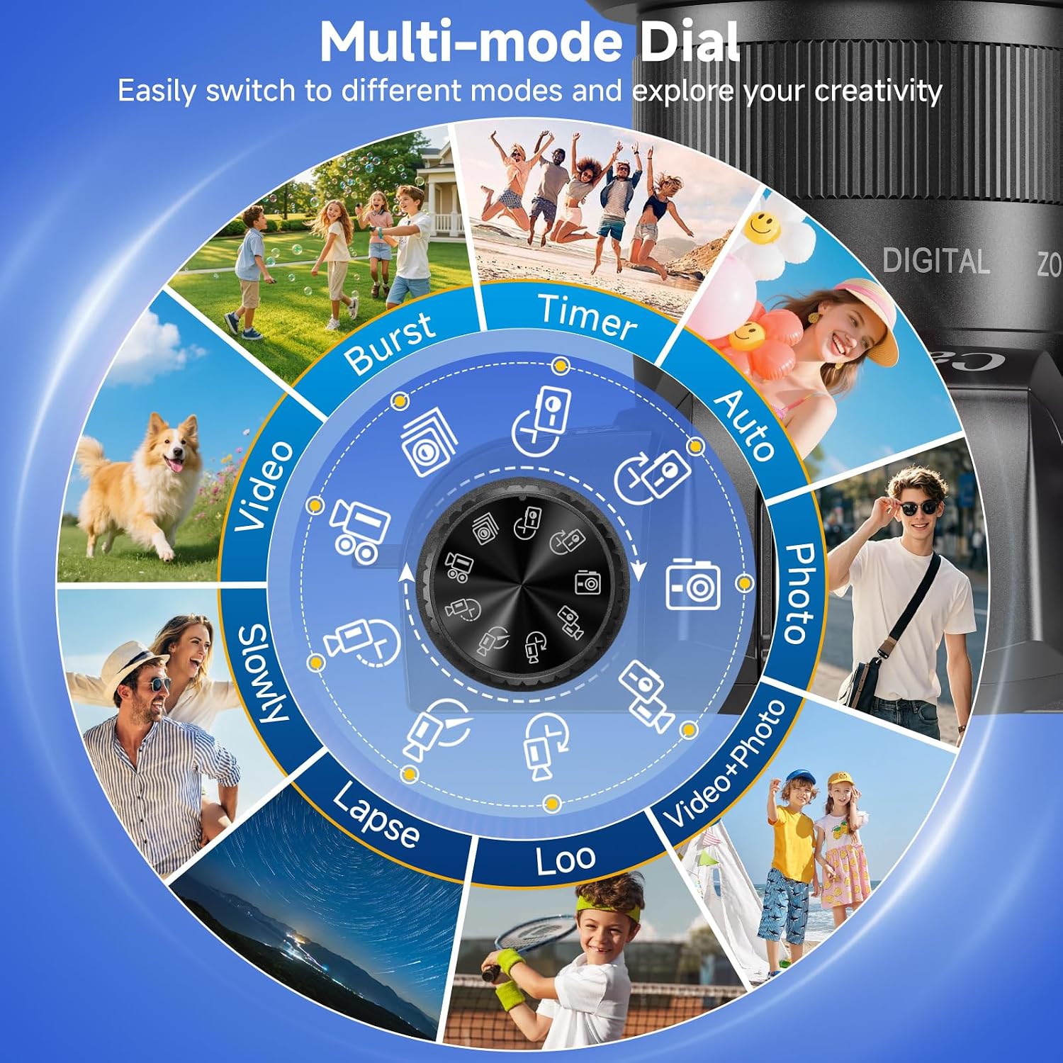4K Digital Camera for Photography, 64MP Dual Lens Vlogging Camera with 4.0' Touchscreen, Point and Shoot Camera for Beginners Teens, WiFi Digital Camera with 16X Digital Zoom & 64GB SD Card