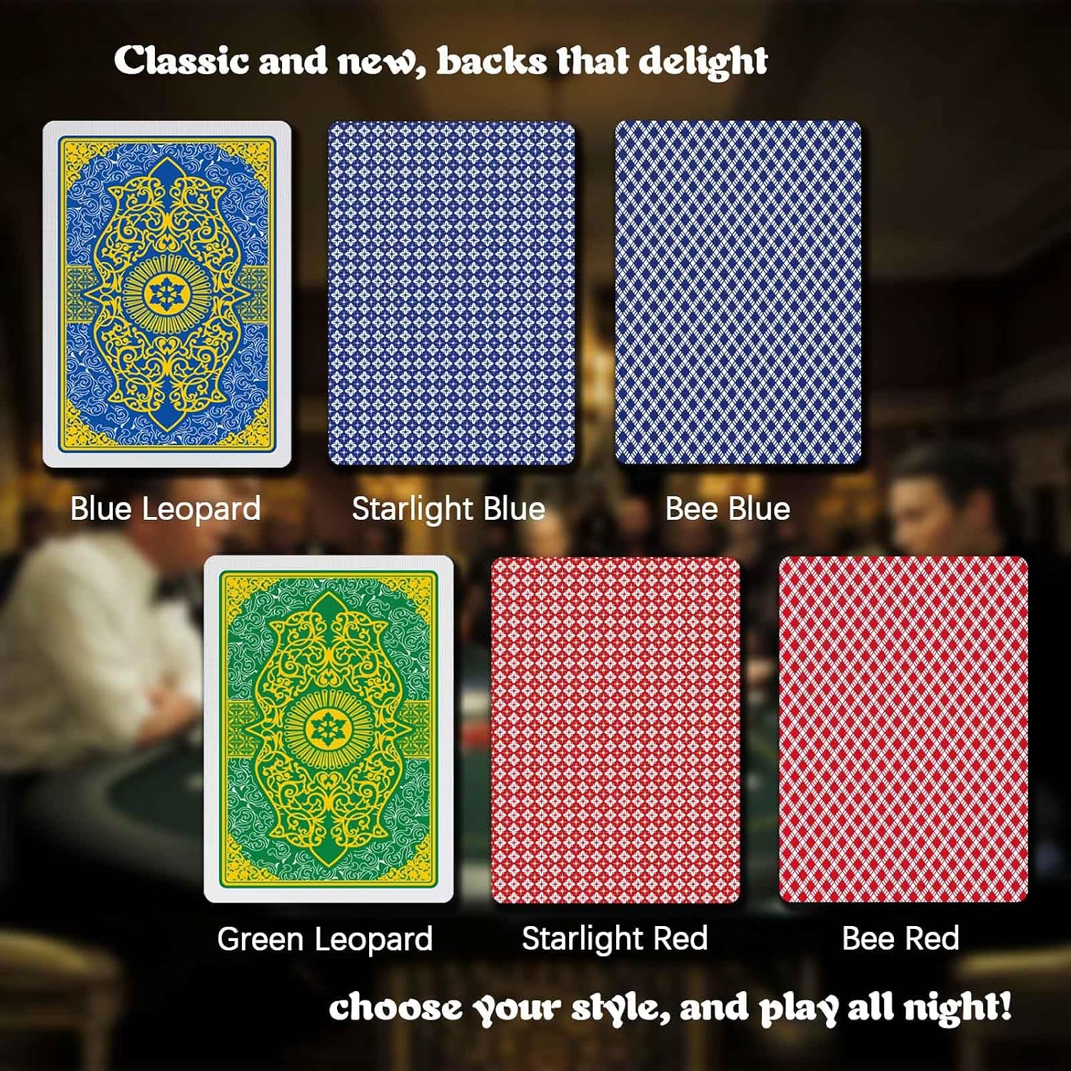 Ben Niu 10 Decks Plastic Playing Cards, Casino Grade Texas Holdem Cards with 10 Cut Cards, Jumbo Index Waterproof PVC Poker Deck, Double-Sided Linen Texture, Blue Starlight