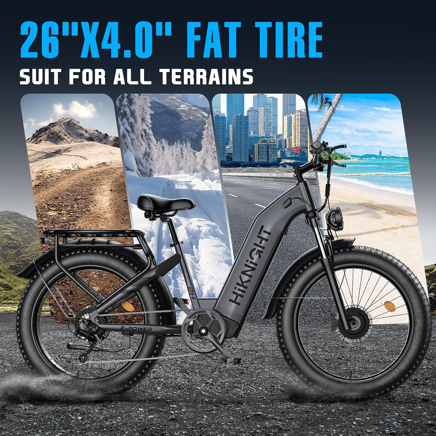 Dual Motor Electric Bike for Adults, 3000W Peak 52V 20AH Battery E Bike 26' x 4.0' Fat Tire Electric Mountain Bike Step-Thru Electric Bicycle for Women/Men, Up to 38MPH, Dual Hydraulic Brake