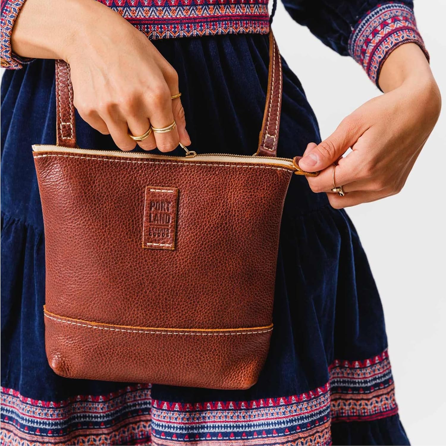 Portland Leather Goods Festival Bag – Lightweight Leather Crossbody Purse – Handmade from the Finest Full-Grain Hides