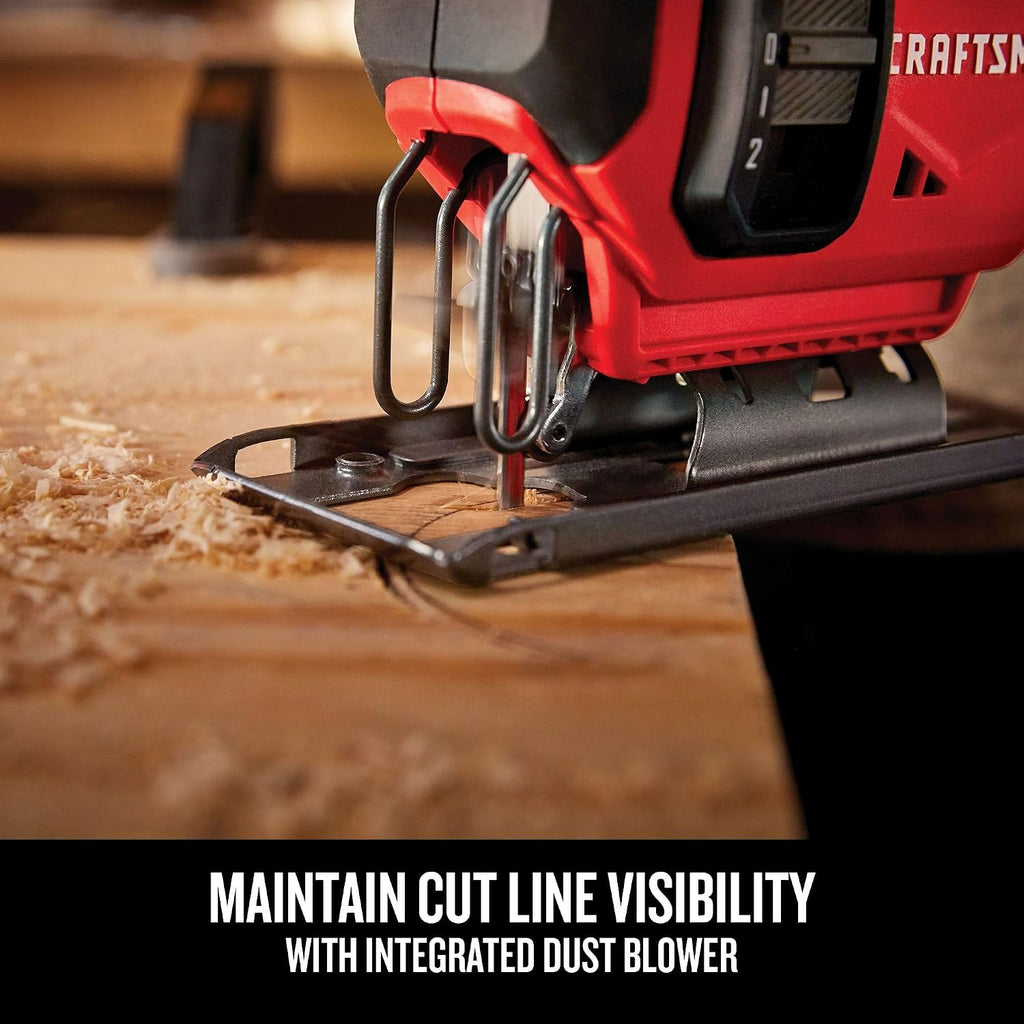CRAFTSMAN V20 Cordless Jig Saw Kit, 3 Orbital Settings, Up to 2,500 SPM, Battery and Charger Included (CMCS600D1)