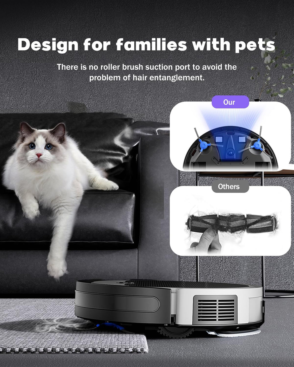 V3 2 in 1 Robot Vacuum and Mop Combo，5000Pa Suction, Works with 2.4G WiFi/Alexa/App/Remote Control, Schedule Cleaning, Automatic Self-Charging, Ideal for Pet Hair, Hard Floor and Carpet