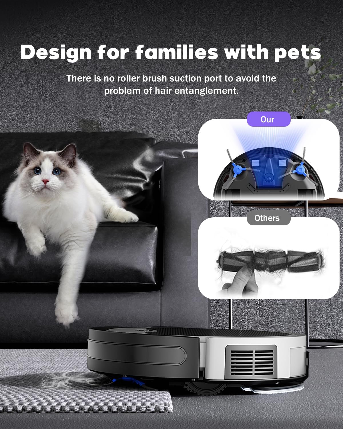 V3 2 in 1 Robot Vacuum and Mop Combo，5000Pa Suction, Works with 2.4G WiFi/Alexa/App/Remote Control, Schedule Cleaning, Automatic Self-Charging, Ideal for Pet Hair, Hard Floor and Carpet