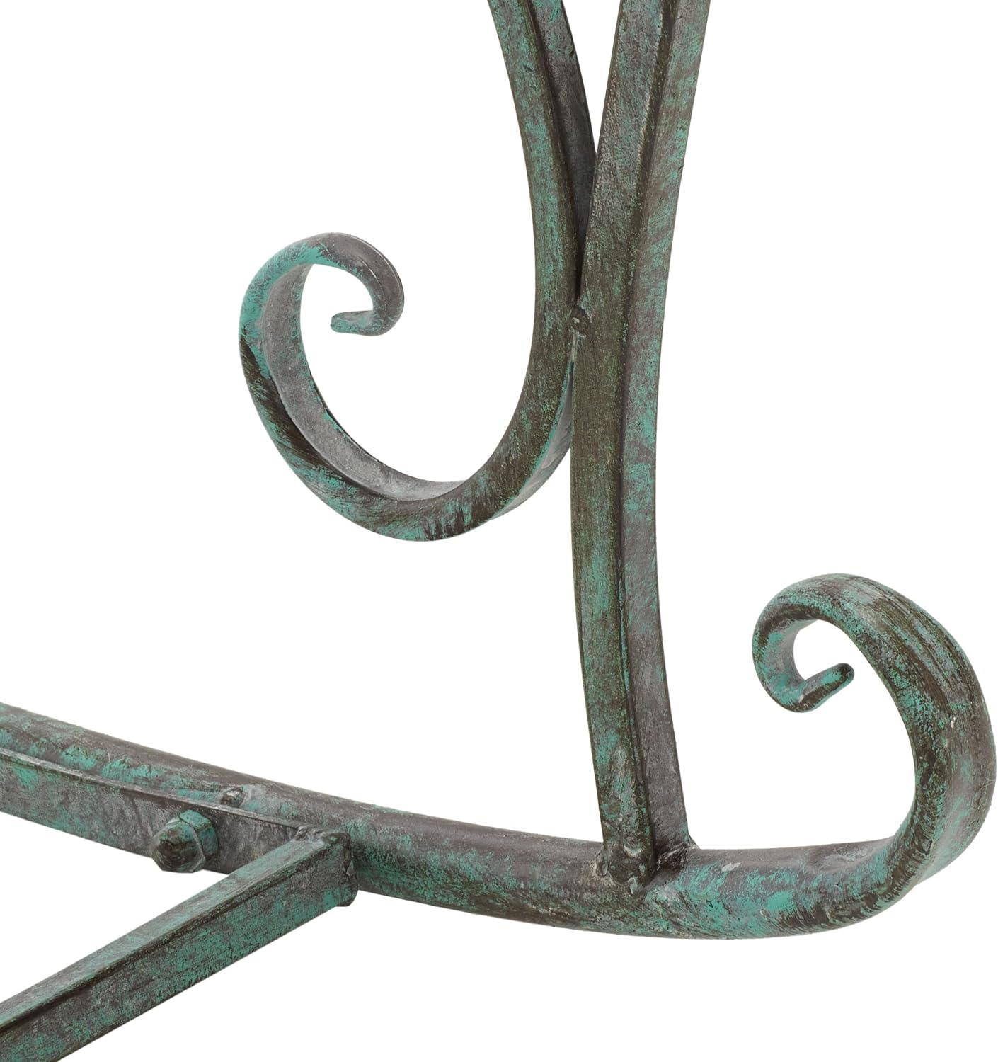 SAFAVIEH Outdoor - Medrano Iron Rocking Chair - Antique Dark Green Iron Metal - Vintage Ornate Scrollwork Design - Ideal for Patio, Deck, Porch, Garden, 15' Seat Height (PAT5030D)