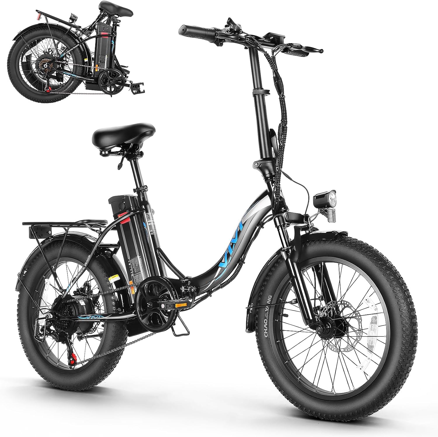 Vivi MT20UL Foldable Electric Bike 20' x3.0 Fat Tire Electric Bike with 48V 499.2WH Removable Battery, Peak 749W, Up to 50 Miles EBike, 7-Speed, 19.8MPH, Cruise Control, SGS Certified to UL2849