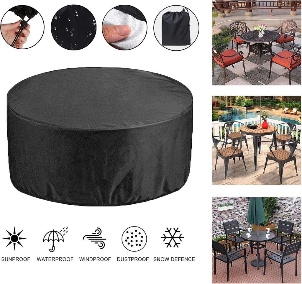 Garden Furniture Covers Round 126' D x 37' H, Waterproof Outdoor Table Chairs Cover, 420D Heavy Duty Gas BBQ Grill Cover, Dust Proof Furniture Protective Cover (320x94cm)