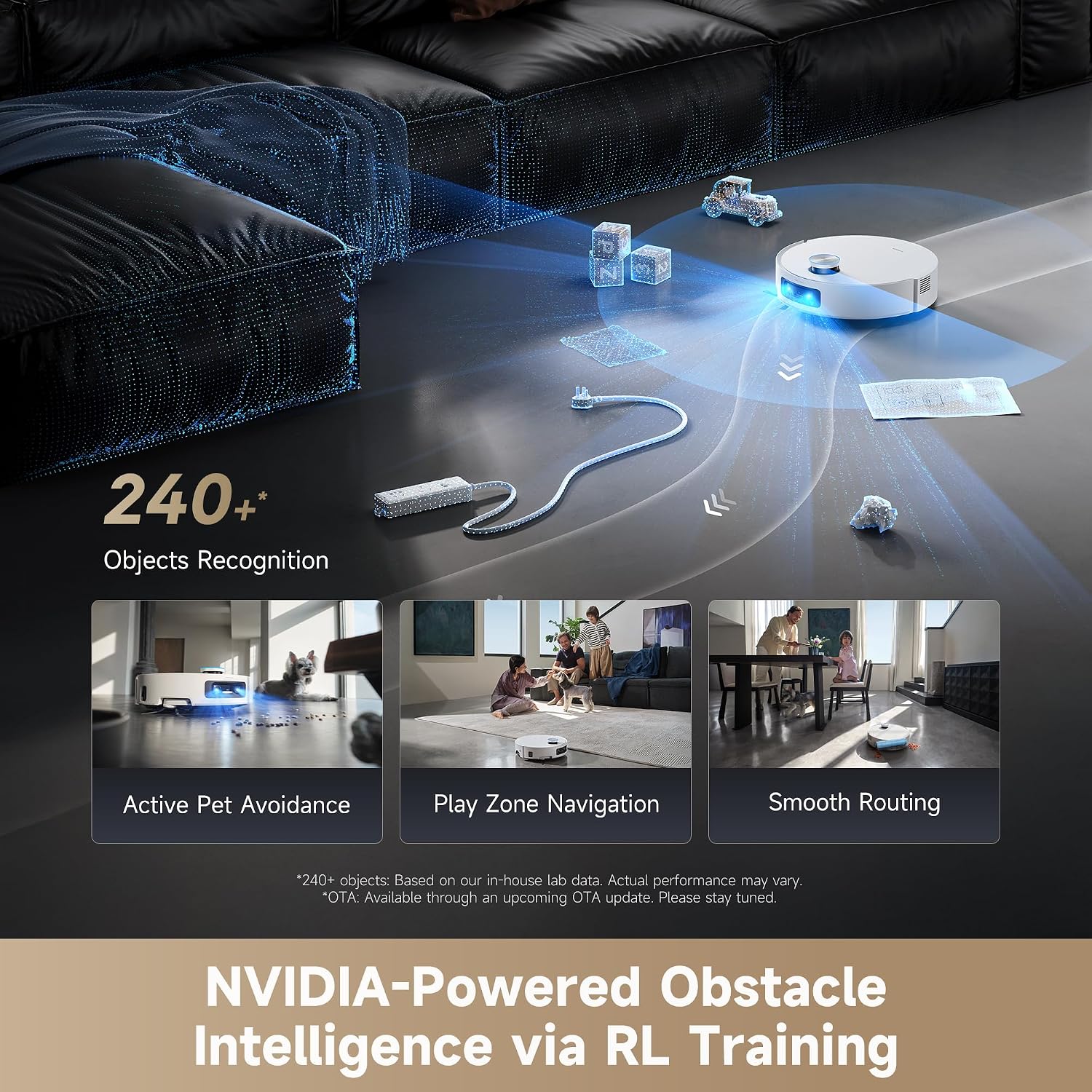DREAME Aqua10 Ultra Roller Robot Vacuum and Mop & 30,000Pa Suction, Self-Cleaning Dock & Extending Roller Mop, Heat-Washes & Dries, Carpet Protection, AI Camera & LiDAR Avoidance Tech, Voice Control