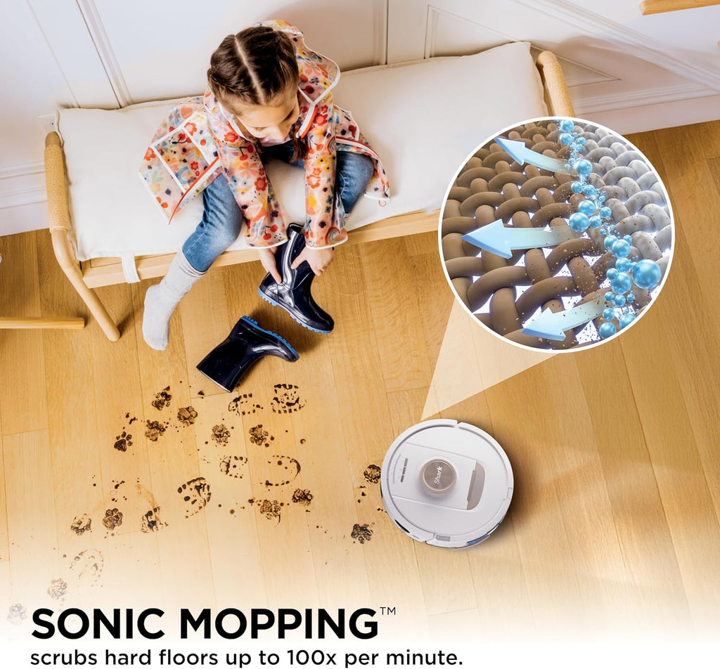 Shark Stratos 2-in-1 Robot Vacuum & Mop with 25+ Hands-Free Features & NeverTouch Self-Cleaning Base, Precision Mapping, Autolift Technology, HEPA Filtration, Edge Detect, White, RV2720ZE