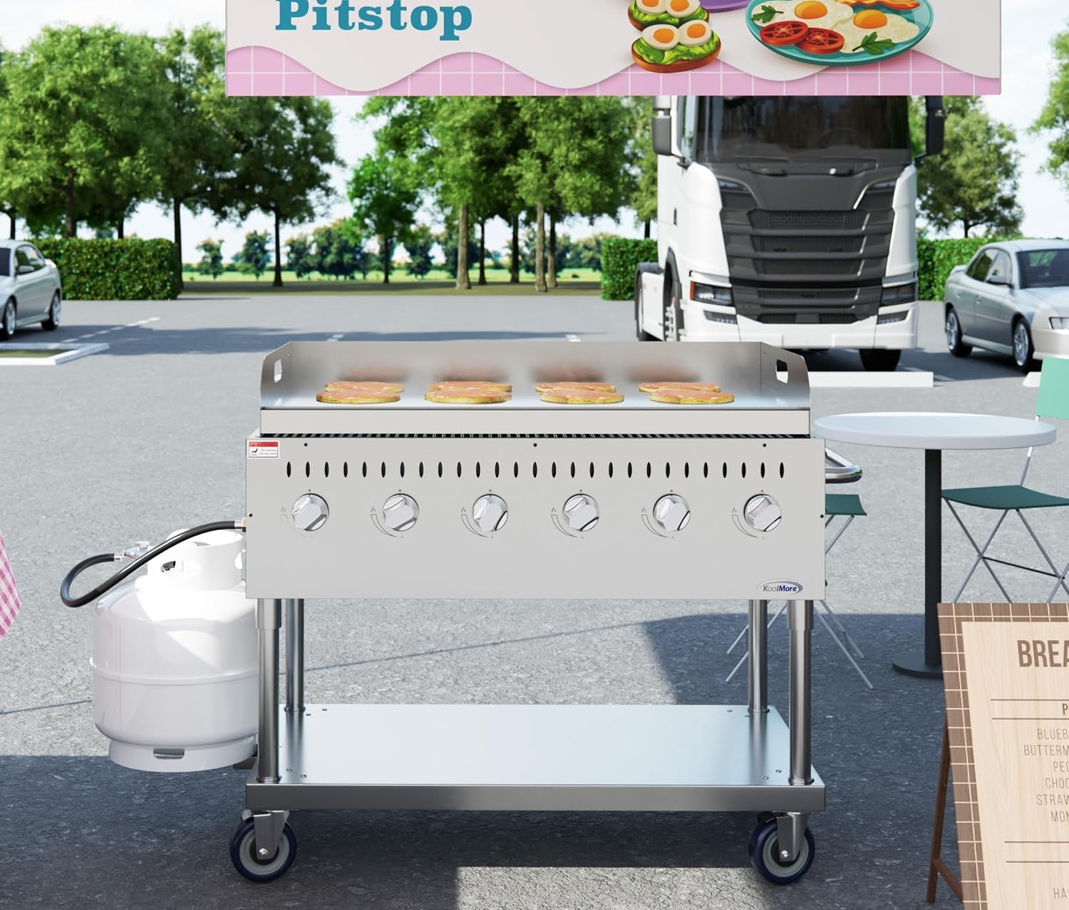 48 in. Commercial Outdoor Propane Gas Grill with Griddle, ETL Listed in Stainless-Steel (CGKIT4-48G)