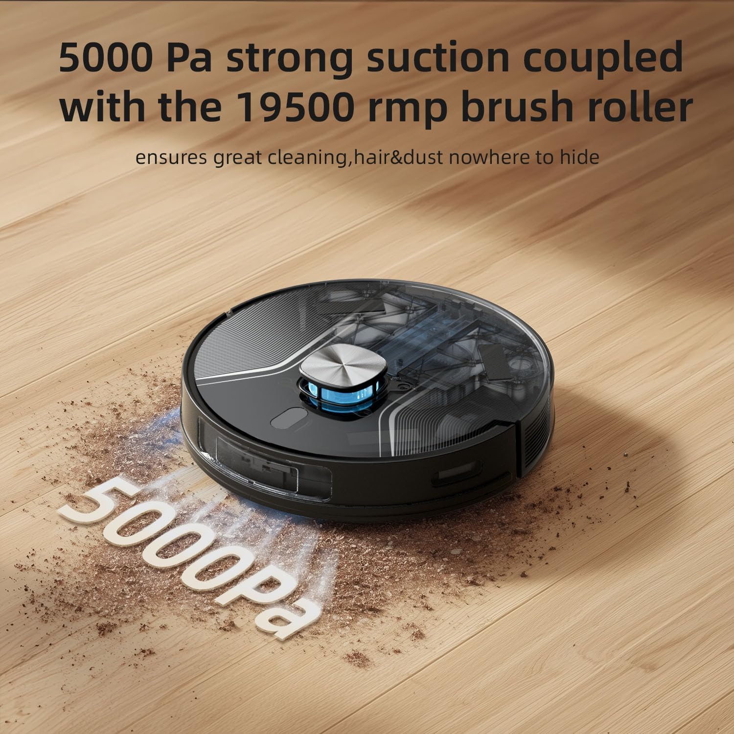 Robot Vacuum and Mop Combo, 5000Pa Suction LiDAR Navigation with APP & Voice Control, Anti-Tangle Brush, Multi-Floor Mapping, No-Go Zones, Quiet Smart Cleaning for Pet Hair, Carpets & Hard Floors