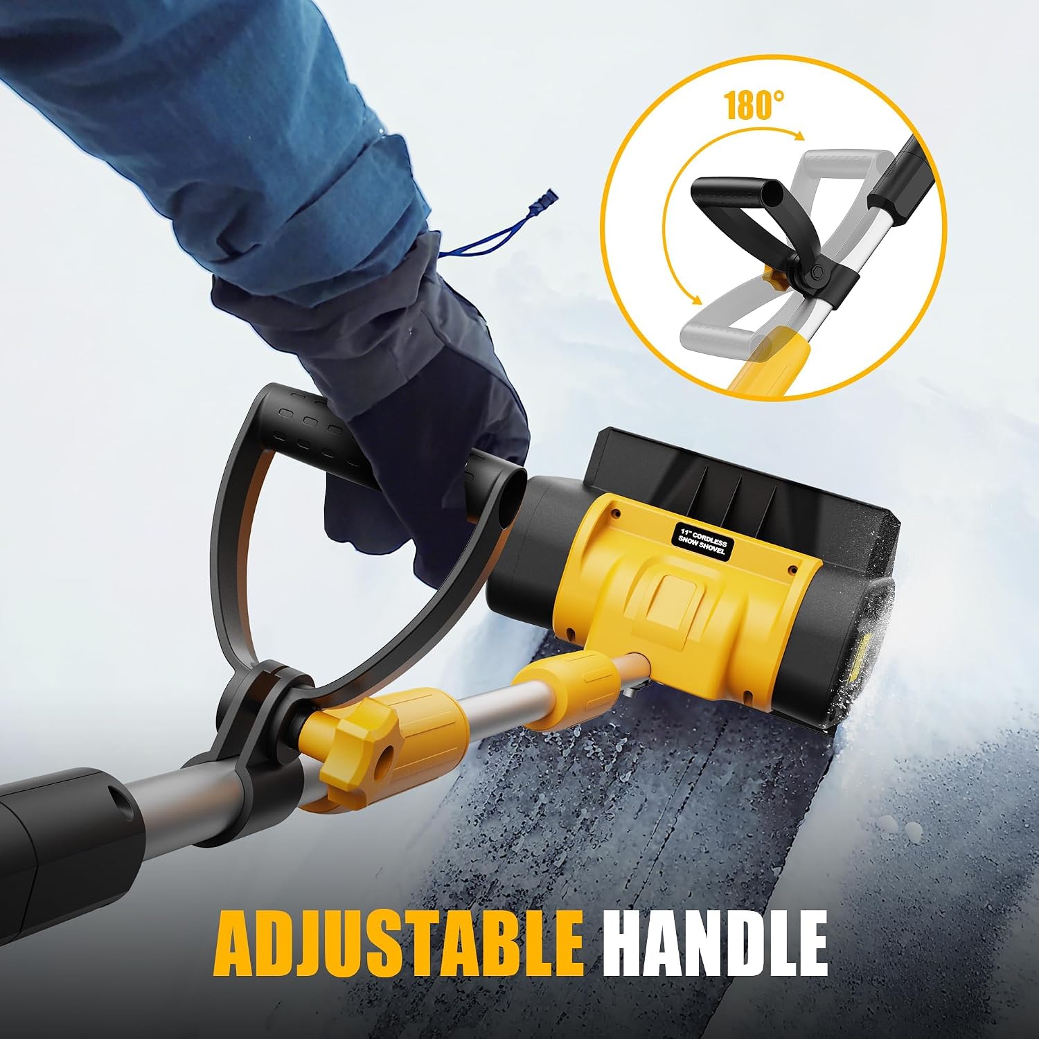 Cordless Snow Shovel Compatible with DeWalt 20V MAX Battery (Tool Only), 11' Lightweight Electric Snow Blower with 20FT Max Throw & Adjustable Handle, Snow Thrower for Driveway, Deck, Patio & Steps
