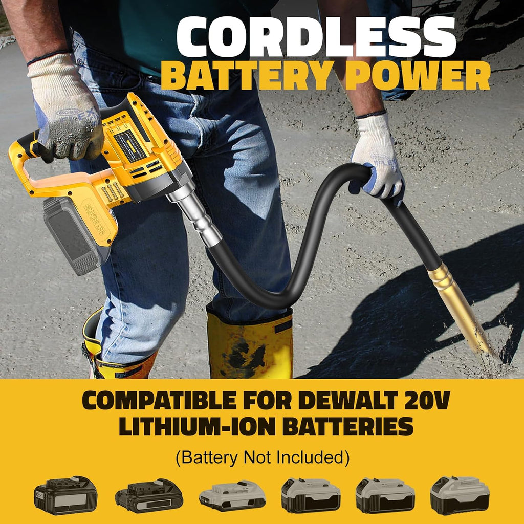 LIVOWALNY Handheld Concrete Vibrating Tool Compatible with Dewalt 20V Battery (No Battery), 600W Cordless Electric Concrete Vibrator with 3.8ft Shaft Rod,6000RPM Portable Vibrarator Remove Air Bubble