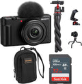 ZV-1F Vlogging Camera, Black, Bundle with Extreme 32GB SD Card, Camera Bag, Tripod, for Point and Shoot Camera, Complete Sony Digital Vlog Camera Kit, Sony 1-Year Warranty