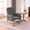 Nursery Rocking Chair,Rubber Wood Base Glider Rocking Chair with Adjustable Footrest and Side Pocket,Teddy Fleece Glider Rocker for Living Room, Bedroom (Shaker Fleece, Gray)