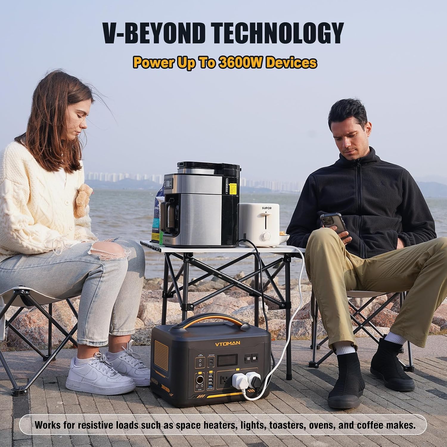 VTOMAN Jump 1800 Portable Power Station with 200W Solar Panel, 1548Wh Battery 1800W AC Outlets (3600W Peak) /100W USB-C Output Fast Charge, Large Solar Generator for Outdoor, Camping, Backup