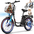 Caroma Peak 1200W/800W/500W/ Electric Scooter with Seat, 20' Off-Road Tires, 15/25/30Miles Range, 20MPH Top Speed, Adjustable Electric Scooter for Adults with Basket, Adults Ebike for Commuting