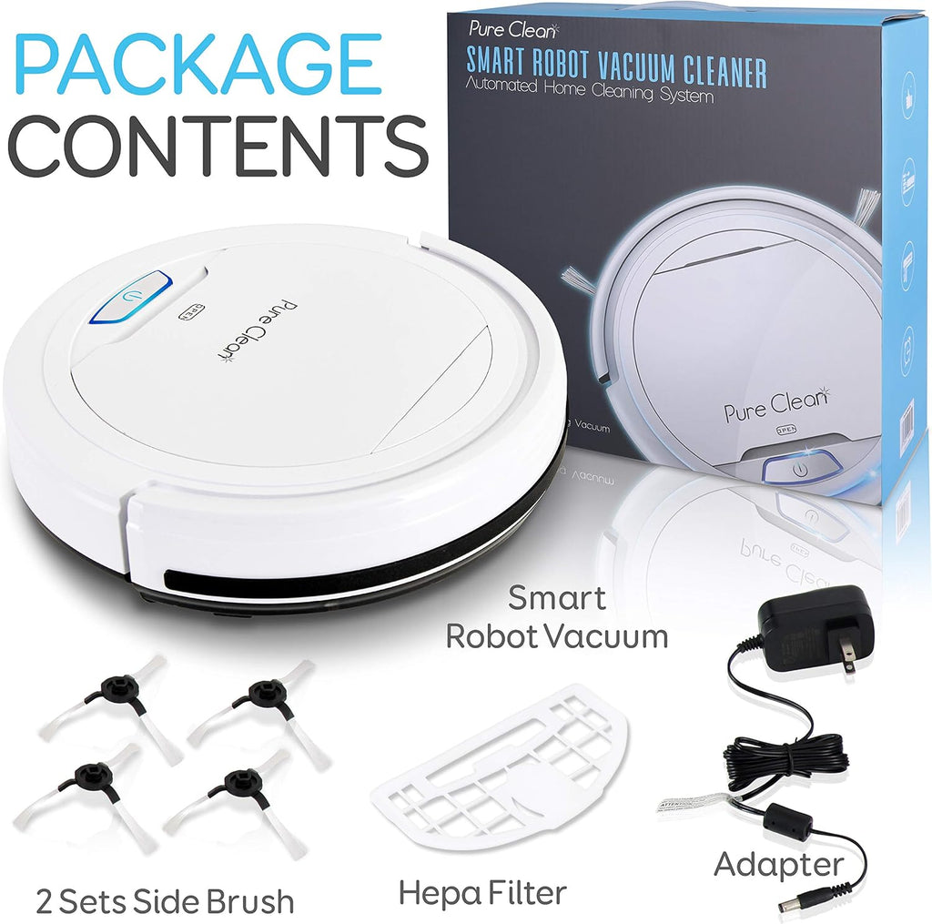 SereneLife Pure Clean Robot Vacuum Cleaner - Upgraded Lithium Battery 90 Min Run Time - Automatic Bot Self Detects Stairs Pet Hair Allergies Friendly Robotic Home Cleaning for Carpet Hardwood Floor