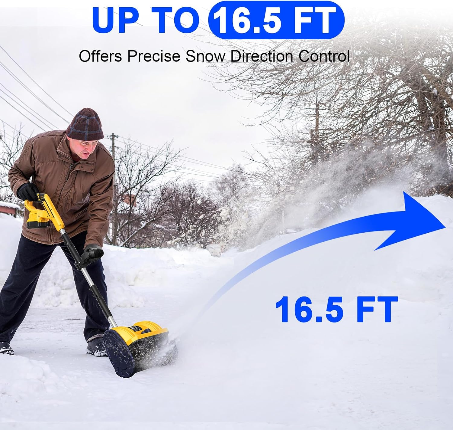 Cordless Snow Shovel Compatible for DeWalt 20V Battery with Brushless Motor, 12'' Cordless Snow Blower, Electric Snow Thrower,6.2' Clear Depth with Front Handle for Deck,Patio