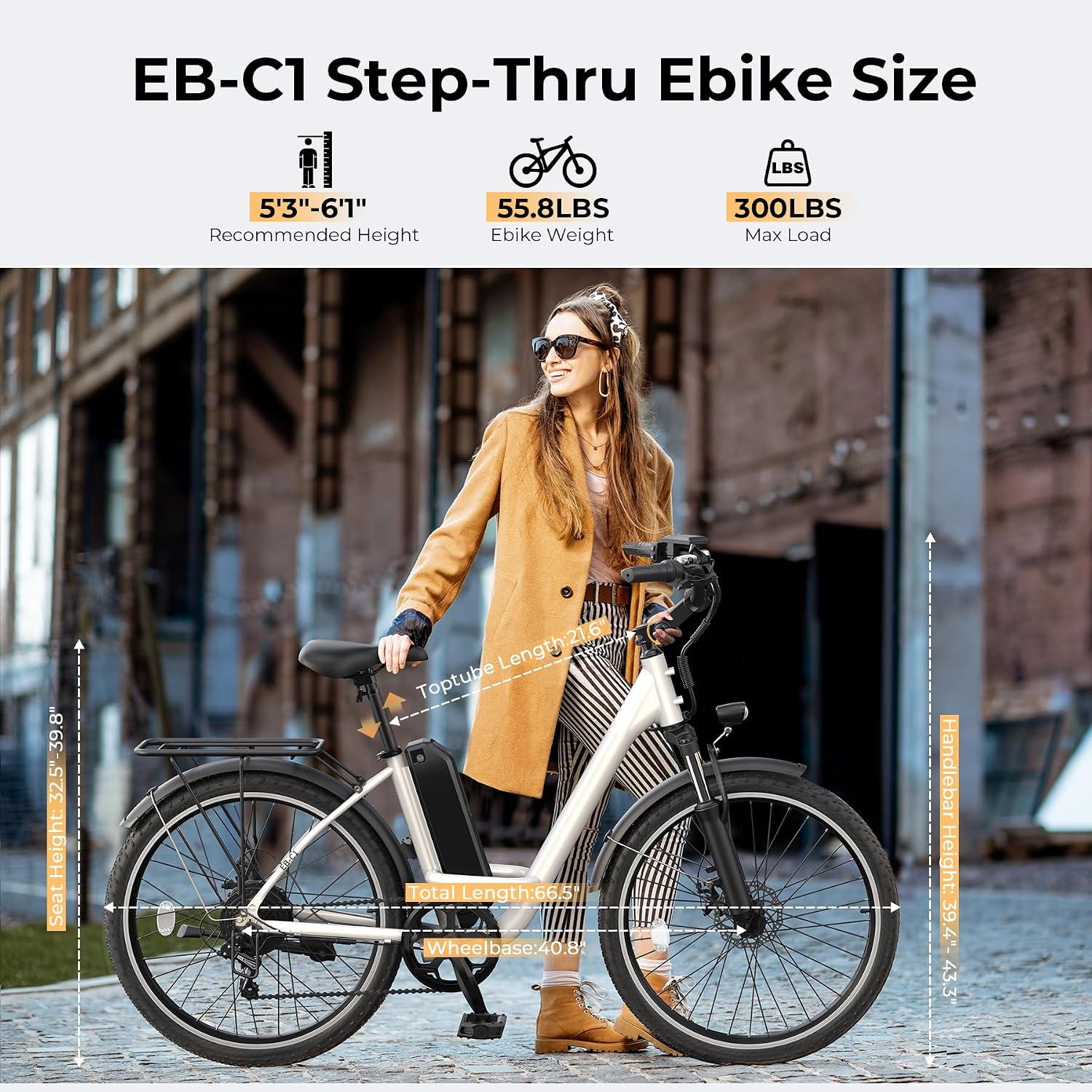 Electric Bike for Adults, Peak 1000W Ebike, 50Miles 20MPH UL 2849 Certified Commuter Bike, 26'' City Cruiser Bicycle with 48V Removable Battery, Rear Rack, Adjustable Stem, 7 Speed