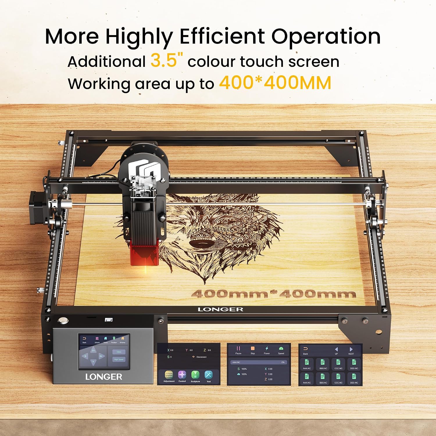 Longer RAY5 New Upgraded Laser Engraver, DIY Laser Engraver 5W Output Power, 3.5' Color Touch Screen, App Offline Control, Engraver Tool for Metal/Glass/Wood Engraving Area 15.75'x15.75'