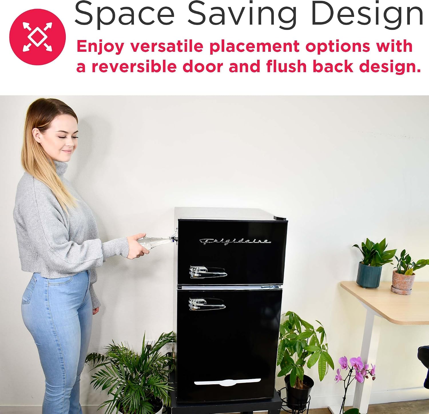 Frigidaire EFR840 Retro Mini Fridge with Freezer & Side Bottle Opener - Small 2 Door Refrigerator for Office Bar or College Dorm Room - 3.2 Cu Ft, Black