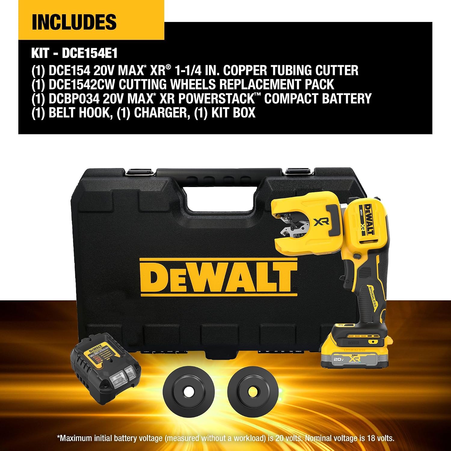 DEWALT 20V MAX XR 1-1/4 in. Copper Tubing Cutter Kit (DCE154E1)