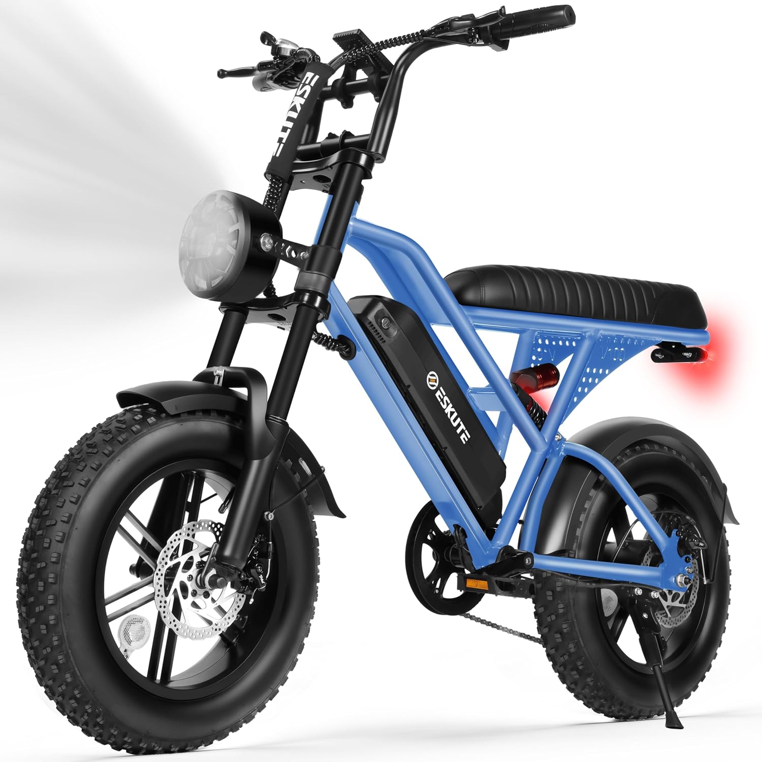 ESKUTE V100 Electric Bike for Adults, Electric Dirt Bike 1500W Peak Motor, All Terrain Dual Suspension E Bike 28MPH Top Speed, Ebike Up to 60 Miles Range, 16' Fat Tire, 48V13Ah Battery, 7-Speed