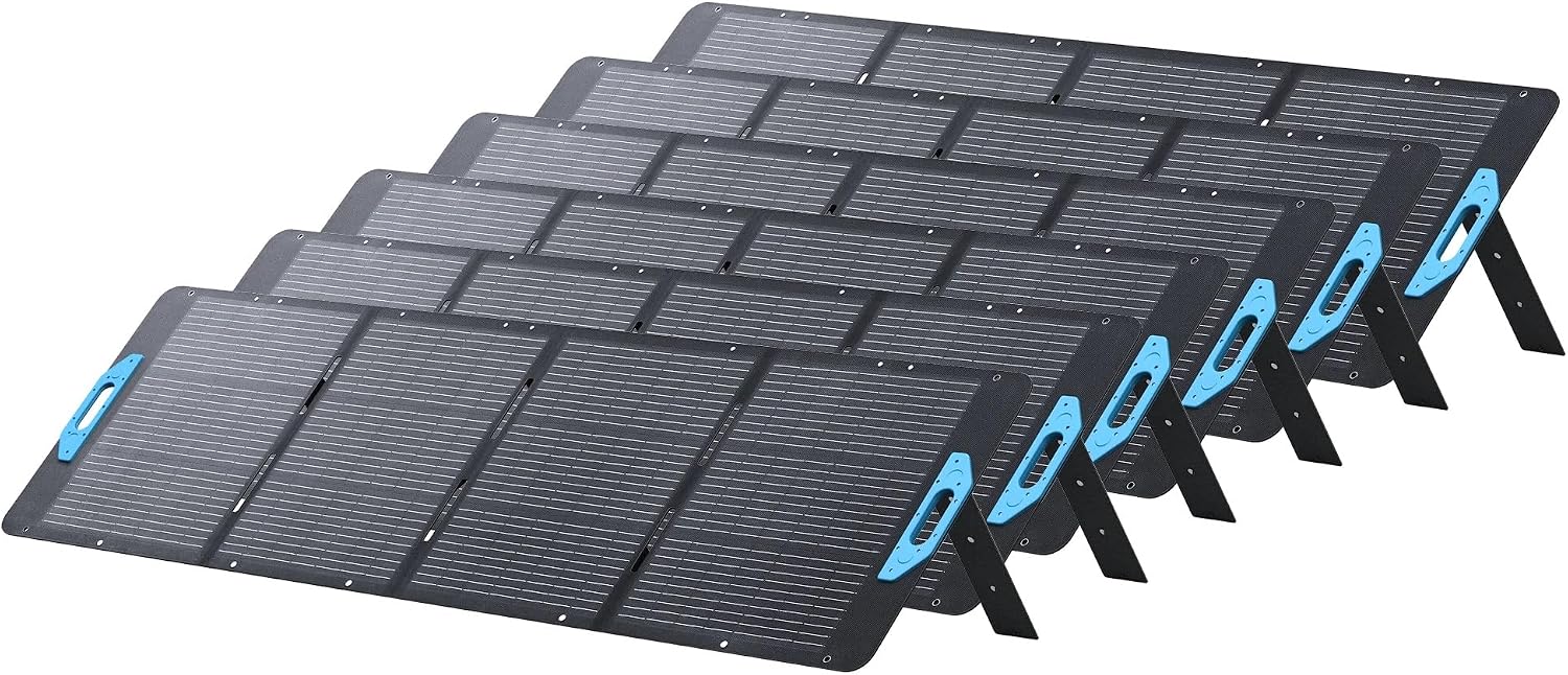 Anker SOLIX PS200 Solar Panel ×6 with Adjustable Kickstand, 6× 200W Foldable Portable Solar Charger, IP67 Waterproof, 23% Higher Energy Conversion Efficiency, for Camping, RVs, and Blackouts（Renewed）