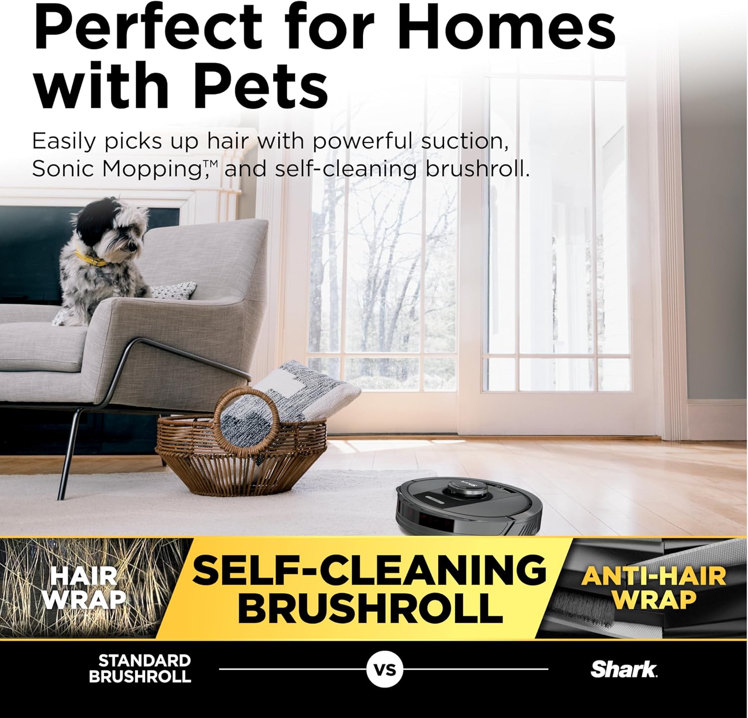 Shark R-RV2400WS Matrix No Spots Missed, Bagless 30-Day Capacity, Precision Home Mapping Self-Empty Robot Vacuum & Mop - Certified Refurbished
