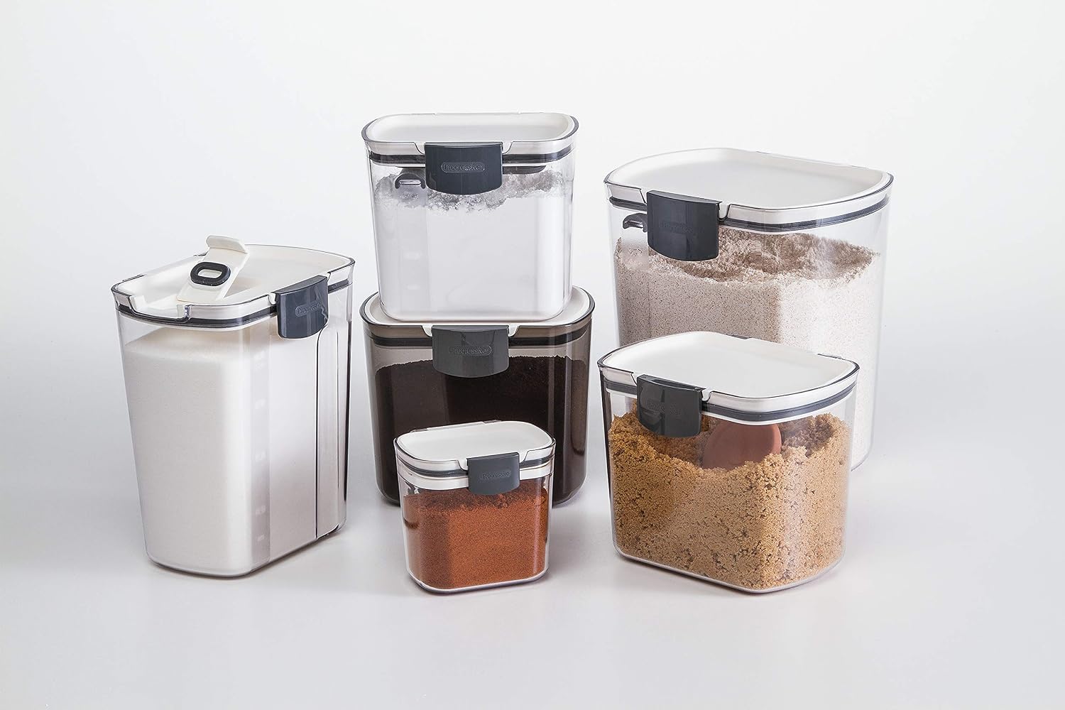 ProKeeper 1 Quart Airtight Powdered Sugar Storage Container – Grey,BPA-Free Plastic,(Pack of 12)
