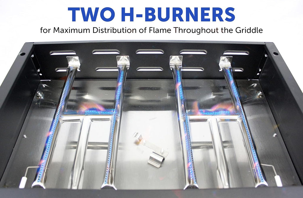 Flame King 22-inch Double Burner Flat Top Griddle for Outdoor BBQ Grill, Portable Propane Gas Griddle for Camping and Tailgating